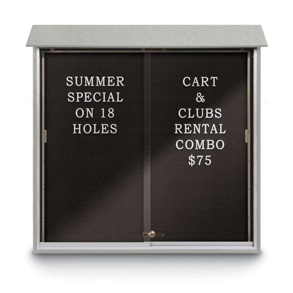 Outdoor Enclosed Combo Board, 72"x36", Bronze Frame/Green & Cork